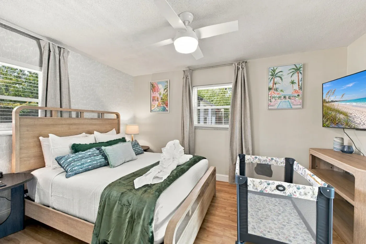 The Coastal — Bedroom 2 with queen bed